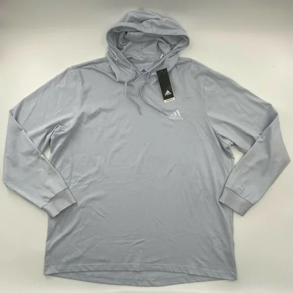 Adidas Long Sleeve Jersey Hooded Sweatshirt T-Shirt Halo Blue/White GV0246 Sz S - Picture 3 of 6